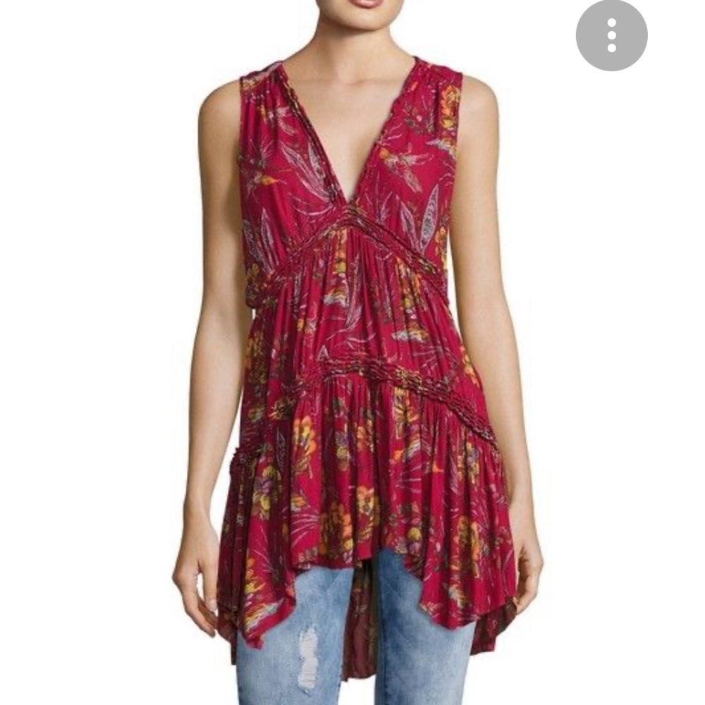 Free People tiered deep V-neck tunic